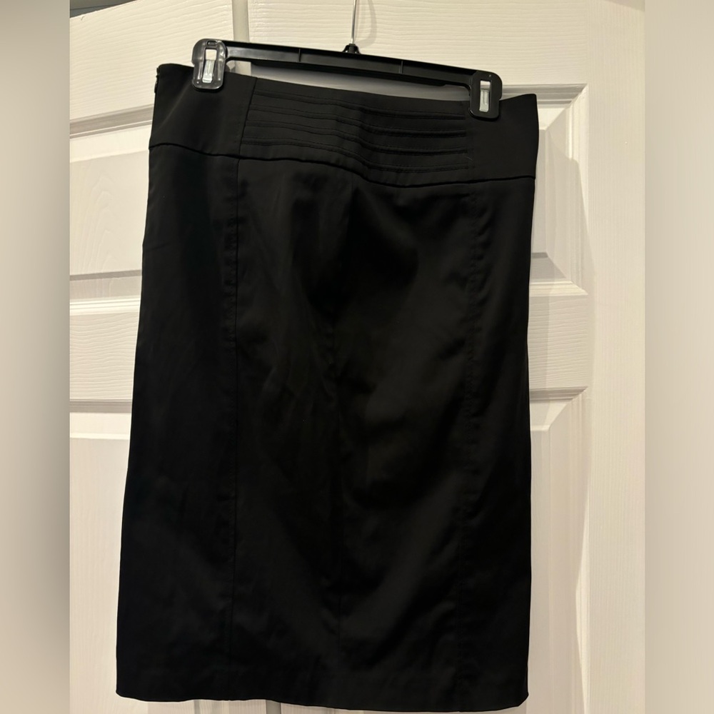 KENAR black satin finish knee length skirt 6